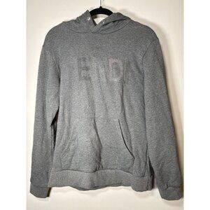 FENDI Logo Letter Gray Hoodie Sweatshirt Size Small
